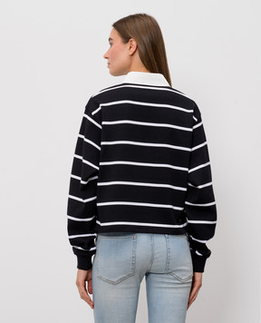 AMIRI Black striped polo shirt with embroidered logo AWTOJR1090