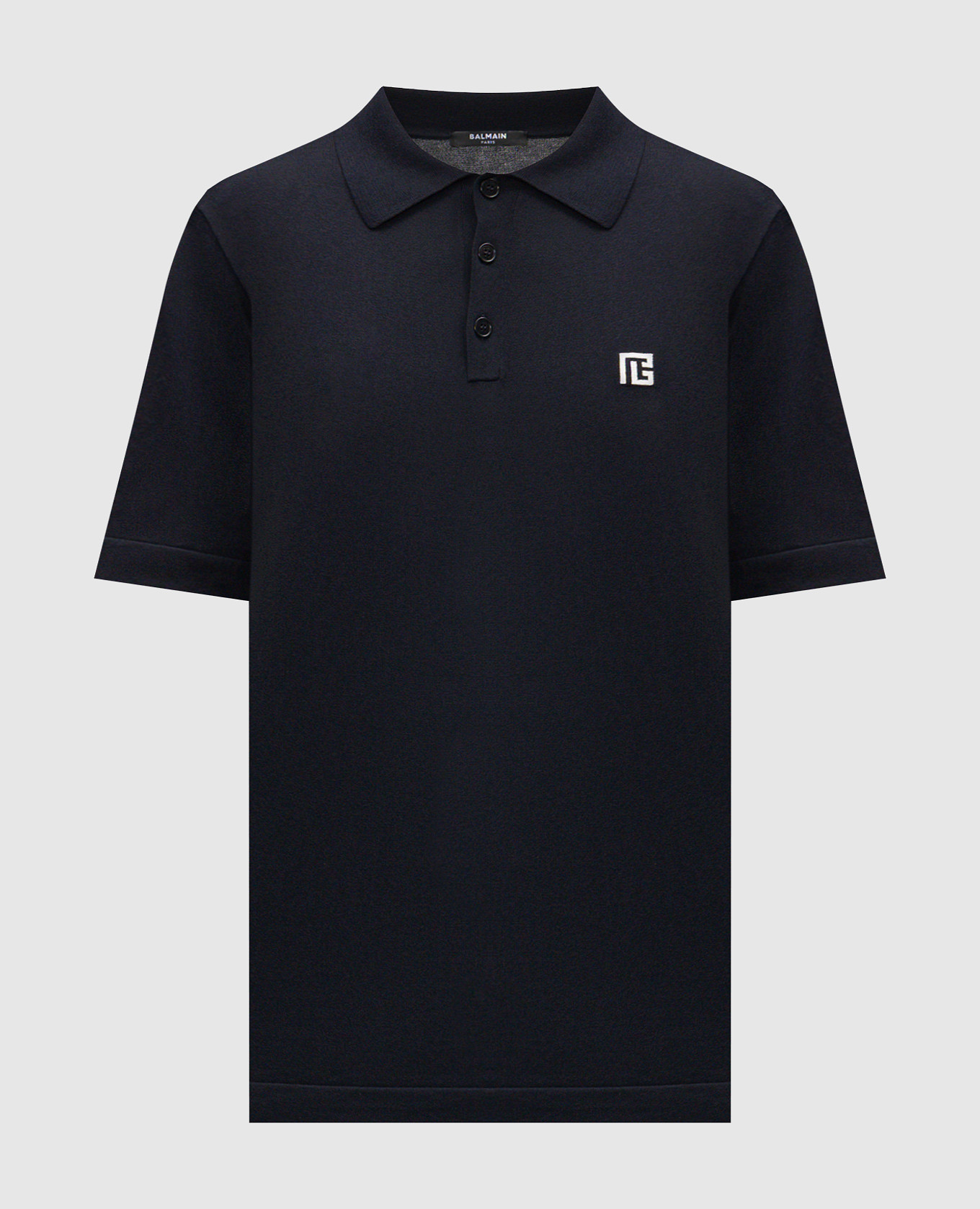 Blue monogrammed silk polo shirt