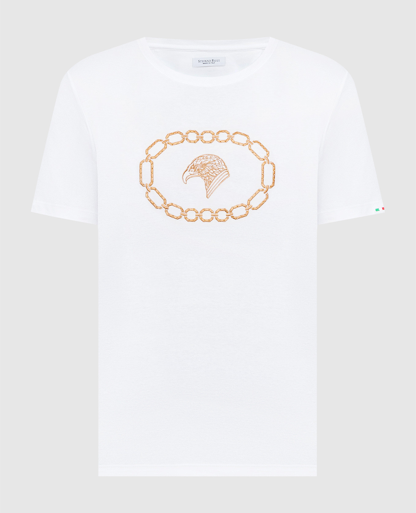 White T-shirt with embroidered emblem