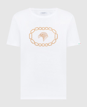 Stefano Ricci White T-shirt with embroidered emblem MNH6104970803