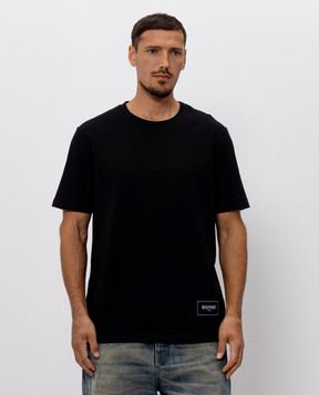 Balmain Set of black T-shirts with logo patch HH1EG000BD61