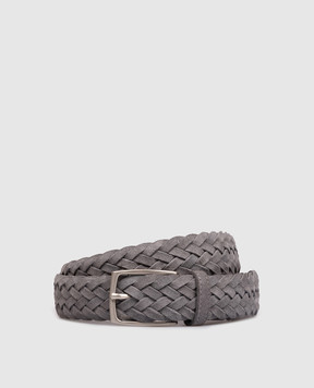 ISAIA Grey suede braided belt FB0047PLF40
