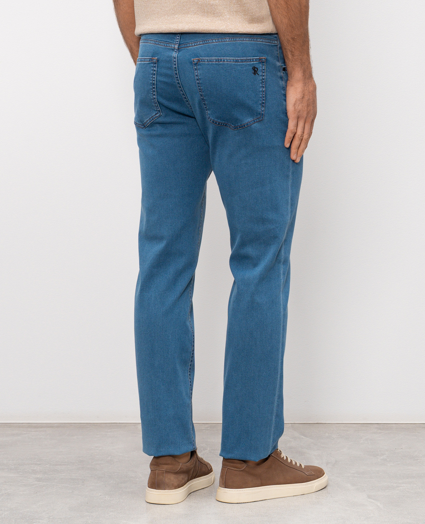 

Blue jeans with monogram logo and emblem Stefano Ricci