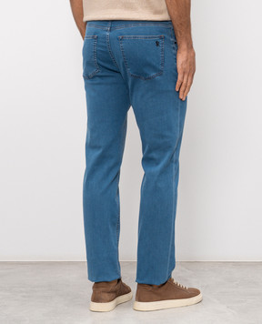 Stefano Ricci Blue jeans with monogram logo and emblem MFT61B3110TR141L