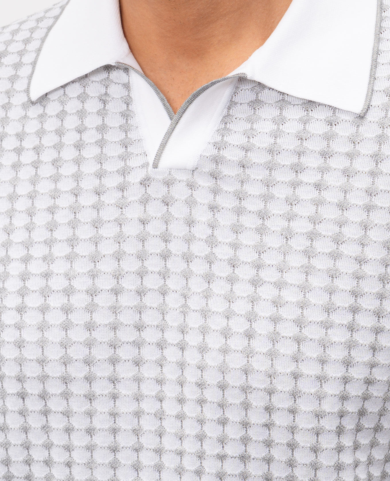 

White polo shirt with patterned silk Stefano Ricci