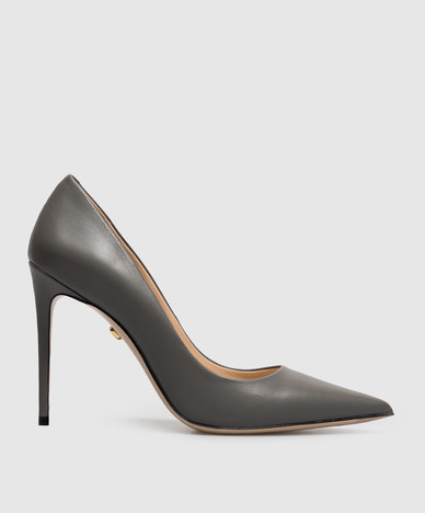 Gray leather shoes