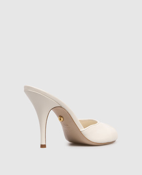 Babe Pay Pls Ivory leather mules with cutout 212920KO
