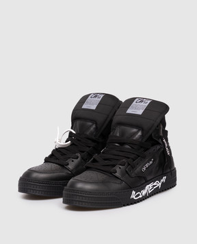 Off-White Court Courtesy 3.0 Black Leather High Top Sneakers OMIA065C99LEA007