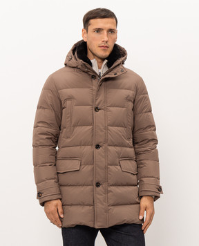 MooRER Brown down jacket SATURNO SATURNOSTP