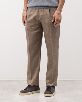 Brett Johnson Brown wool, silk and linen patterned trousers SS26P25LP326MOC