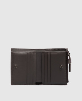 Brunello Cucinelli Brown leather wallet with logo print MWCRM2718