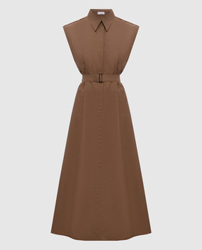 Brunello Cucinelli Brown dress with monil chain ML140A5286