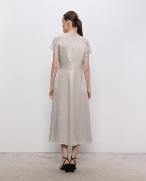 Peserico Gray midi dress with monil chain A0221001819