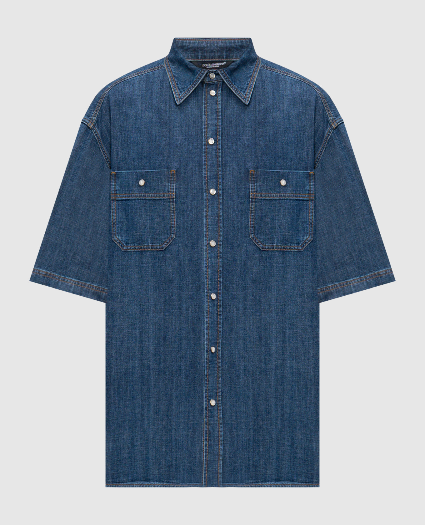 Blue denim shirt with metal plate Dolce&Gabbana