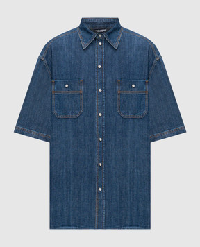 Dolce&Gabbana Blue denim shirt with metal plate G5OD3DG8OM1