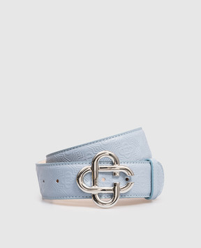 Casablanca Blue leather belt with CC emblem ASP26ACC27102W