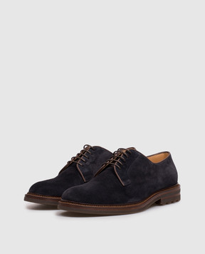 Brunello Cucinelli Blue suede derby shoes MZUSOLX810