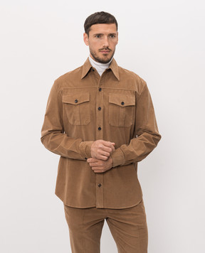 ISAIA Brown corduroy shirt CMT217X0076