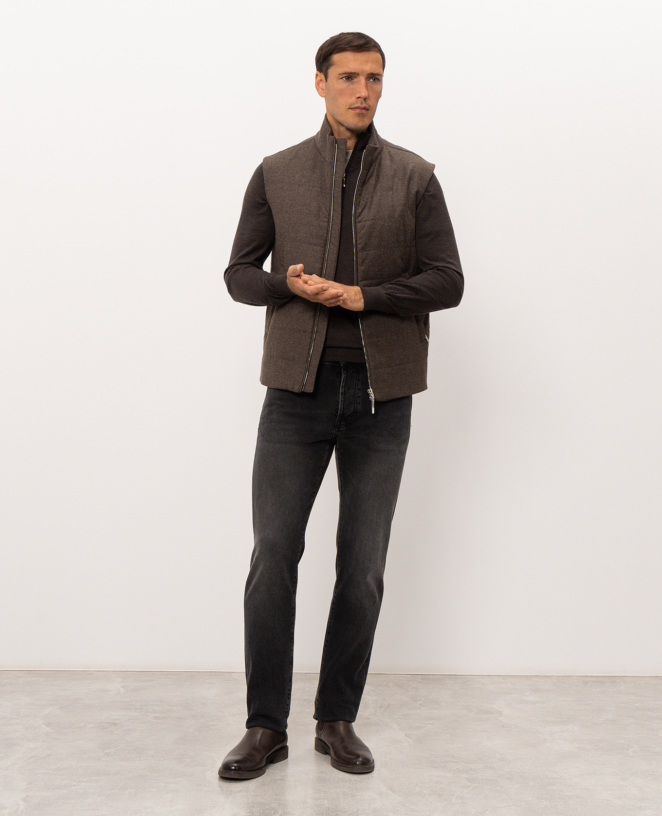Brown wool, silk and cashmere jumper with zipper Doriani Cashmere 2