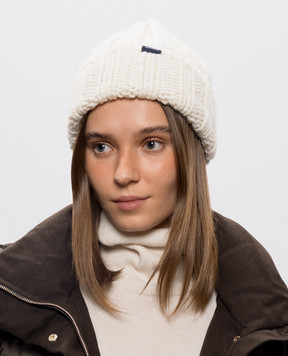 Woolrich Ivory wool hat with logo patch CFWWAC0196FBUF0766