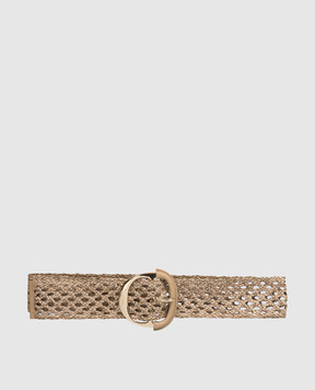 Twinset Beige leather braided belt 261TO5390