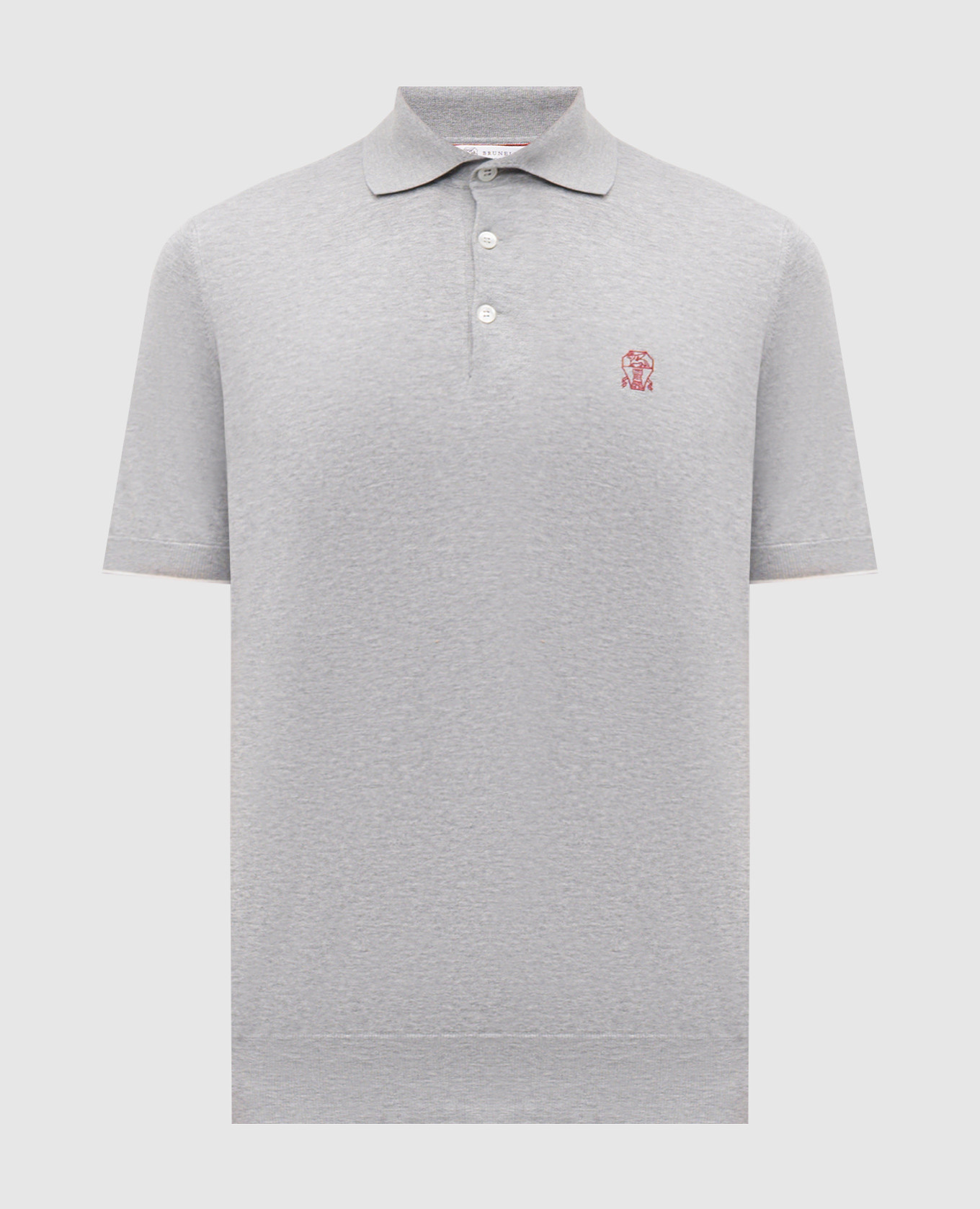 Grey marl polo with embroidered emblem