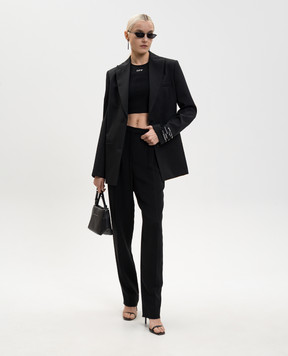 Off-White Black ribbed top with OFF logo embroidery 2AD086C99JER002