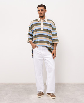 Ami Paris Striped polo shirt with patch UPL424JE0209