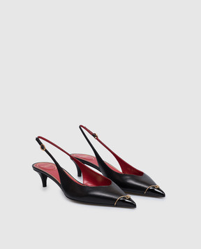 Valentino Black leather slingbacks with VLogo logo 9W2S0QB8YEA