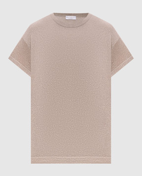 Brunello Cucinelli Beige cashmere and silk lurex t-shirt M41810000P