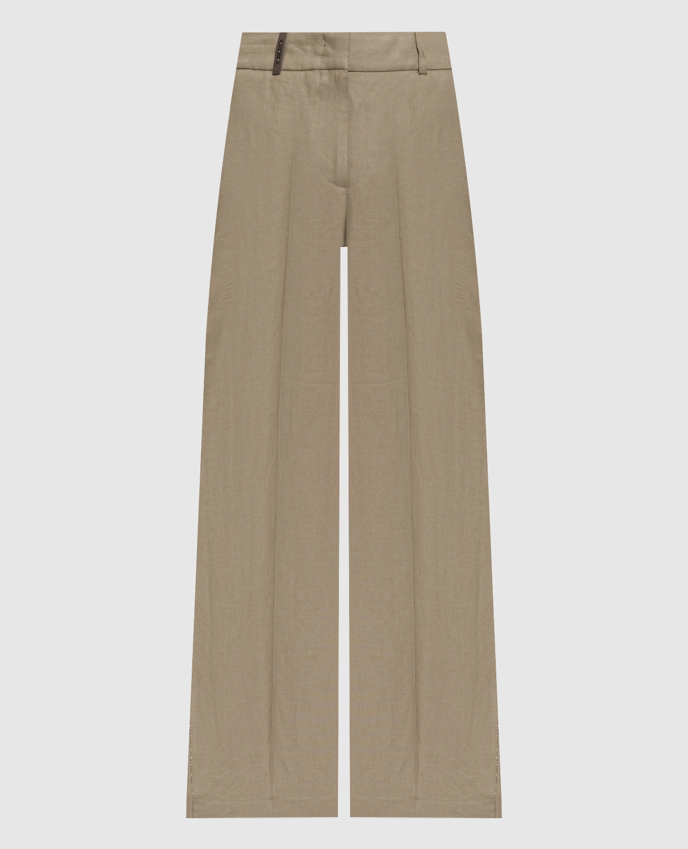 Khaki linen pants with chain