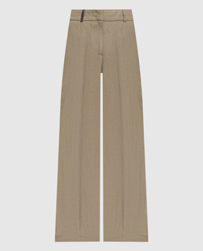 Peserico Khaki linen pants with chain A0404002606