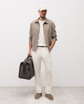 Brett Johnson Brown wool, silk and linen jacket with emblem SS26O96LP302CAF