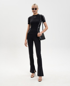 Off-White Black flared pants with OFF logo print 2CD023C99JER001
