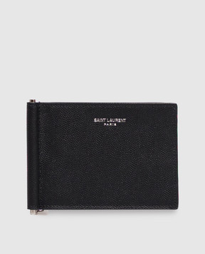 Saint Laurent Black leather wallet with bill clip 378005BTY0N