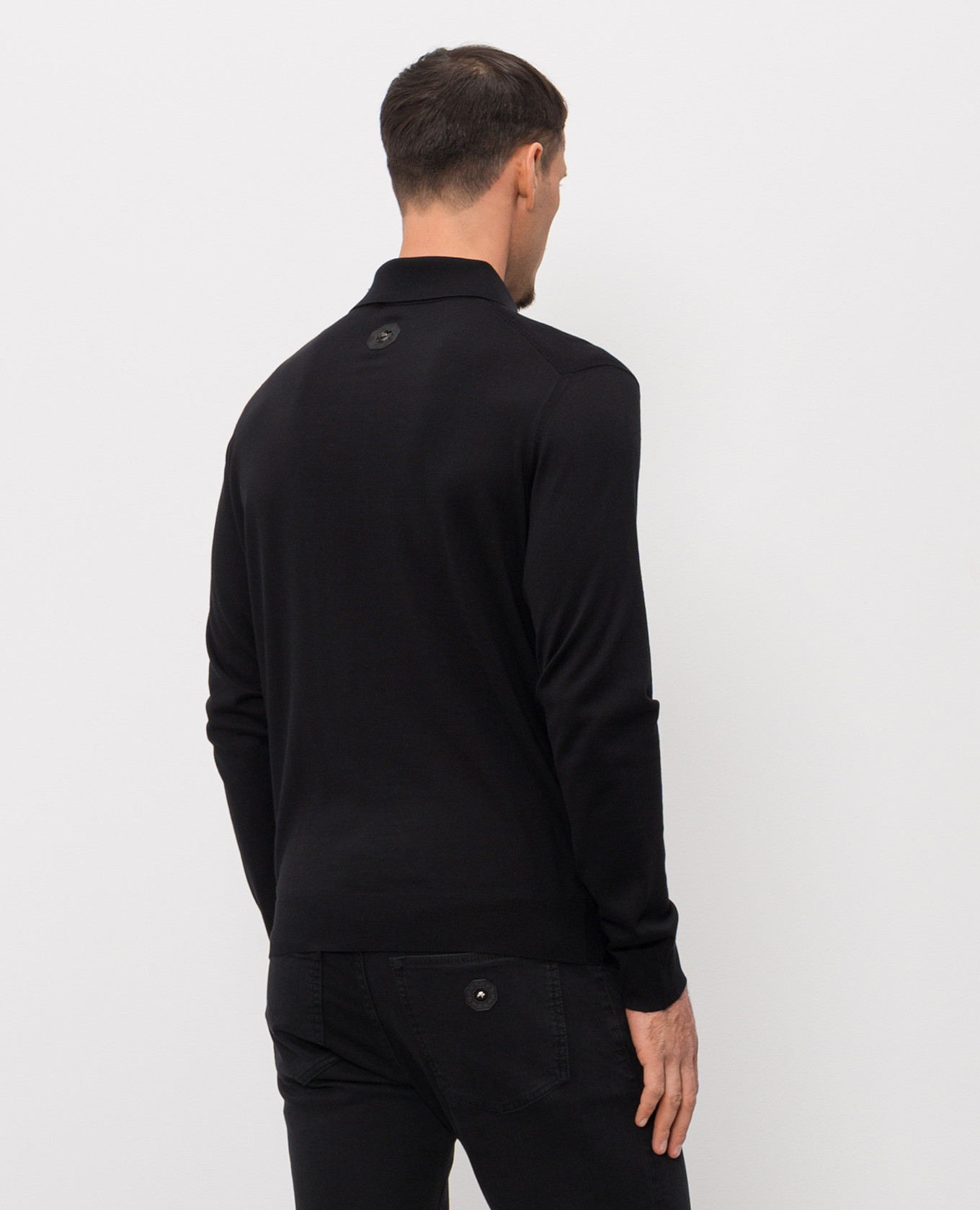 

Black long-sleeved polo with silk Stefano Ricci