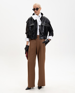 Babe Pay Pls Black leather jacket with patch pockets 2605PUFF