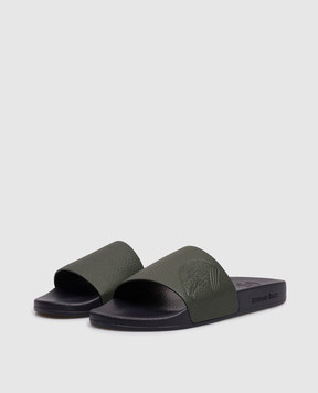 Stefano Ricci Khaki leather sliders UG31G760VD