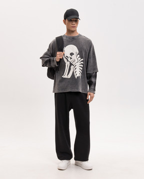 Palm Angels Gray longsleeve Skull PMAB05ES26JER001