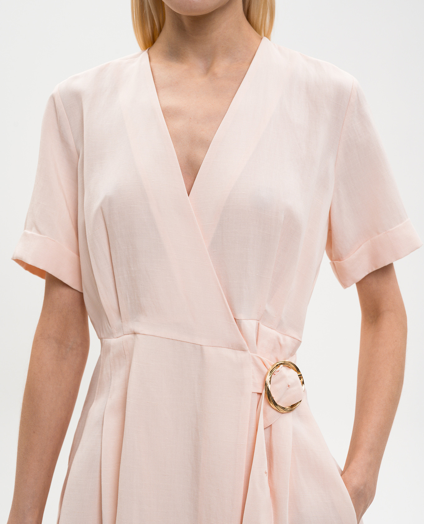 Pink dress with linen Twinset 4