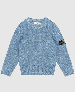 Stone Island Children's blue sweater with logo patch L1S165100014S0M1514