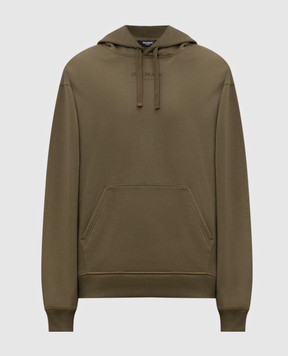 Balmain Khaki hoodies with logo embroidery GH0JR007BD10