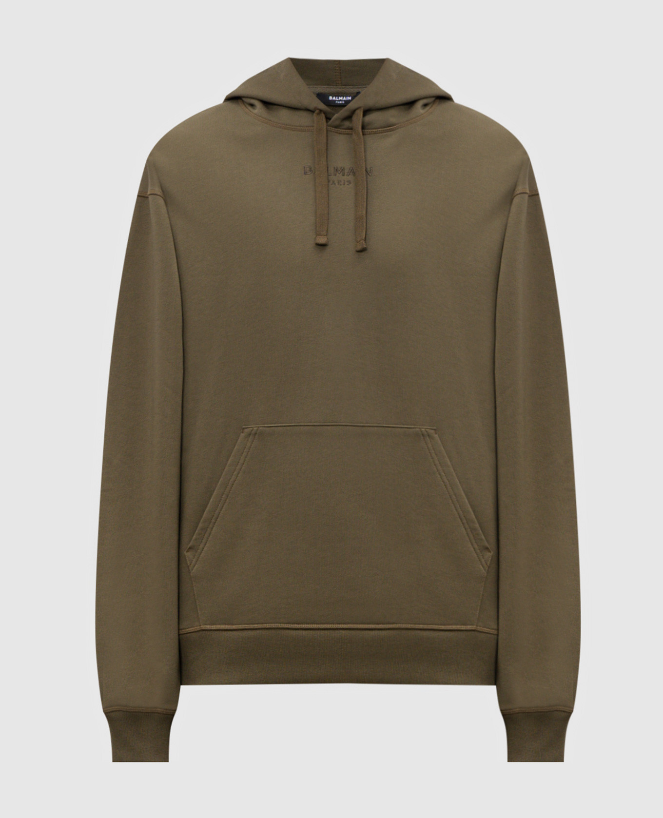 Khaki hoodies with logo embroidery Balmain
