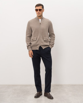 Cashmere&Whiskey Beige cardigan with wool and cashmere MU10841312543R