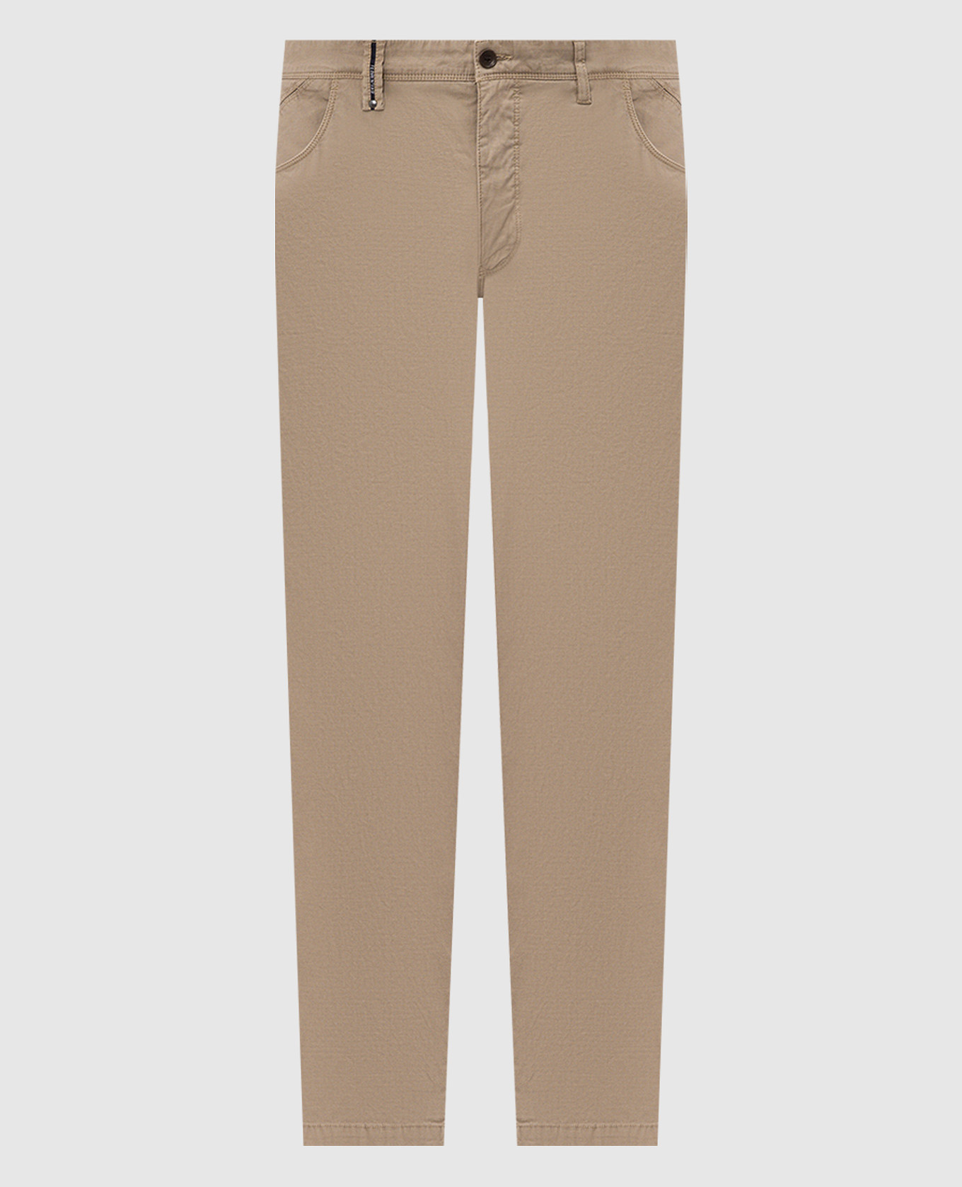 Beige pants with logo patch
