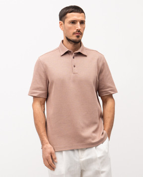 Agnona Brown polo shirt with linen and silk pattern TT09U2YY2074