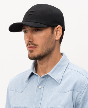 Tom Ford Black cap with monogram embroidery MH005TCN061G
