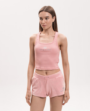 Sporty & Rich Juicy Crown pink ribbed top TO116716689PI07