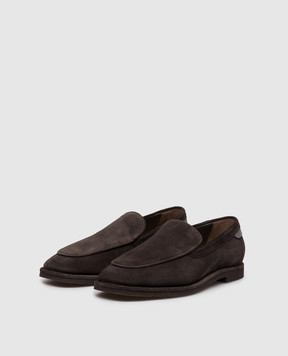 Brunello Cucinelli Dark brown suede loafers with monil chain MZSFG3300P