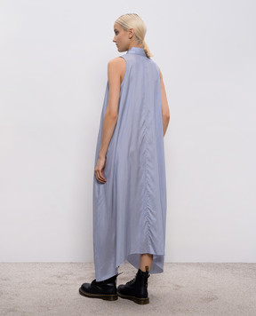 Vetements Blue silk striped dress with logo WE76DR379N